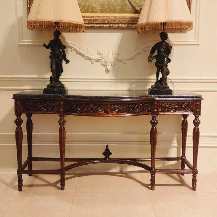 میز کنسول جدید قهوه ای چوبی منبت