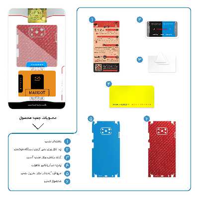 برچسب پوششی ماهوت مدل Red-Fiber-FullSkin مناسب برای گوشی موبایل شیائومی Poco X3 NFC