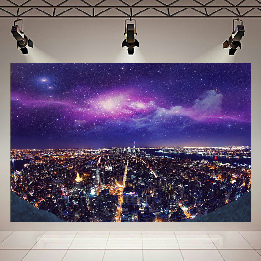 تابلو بوم طرح نمای شهری نیویورک مدل آسمان کهکشانی کد AR3003