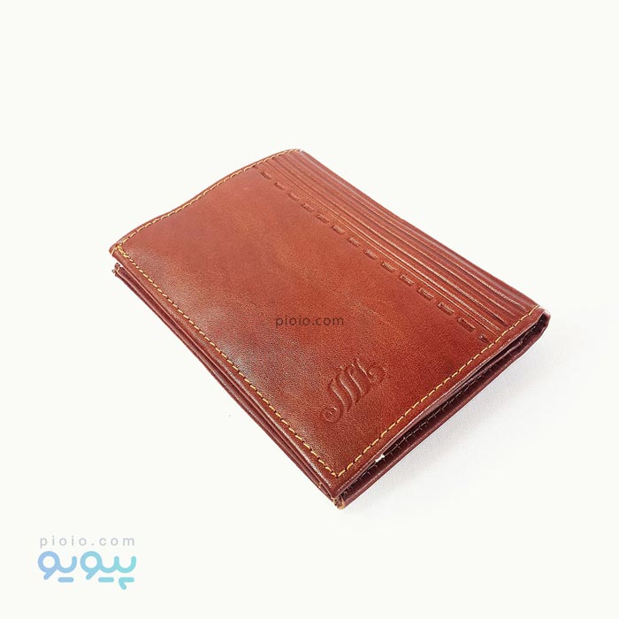 کیف پول مردانه نیم کتی چرم گاوی ستون عمود قلمزن کد 301