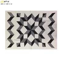 شال مبل بافت سوپر (تراکم بالا) طرح سه بعدی سایز 150×200 رنگ سفید مشکی منگوله دار