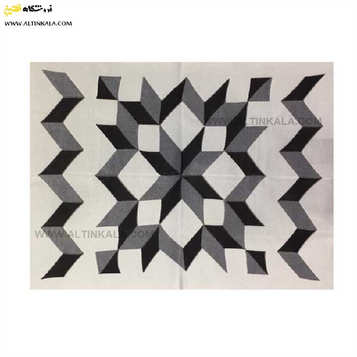 شال مبل بافت سوپر (تراکم بالا) طرح سه بعدی سایز 150×200 رنگ سفید مشکی منگوله دار