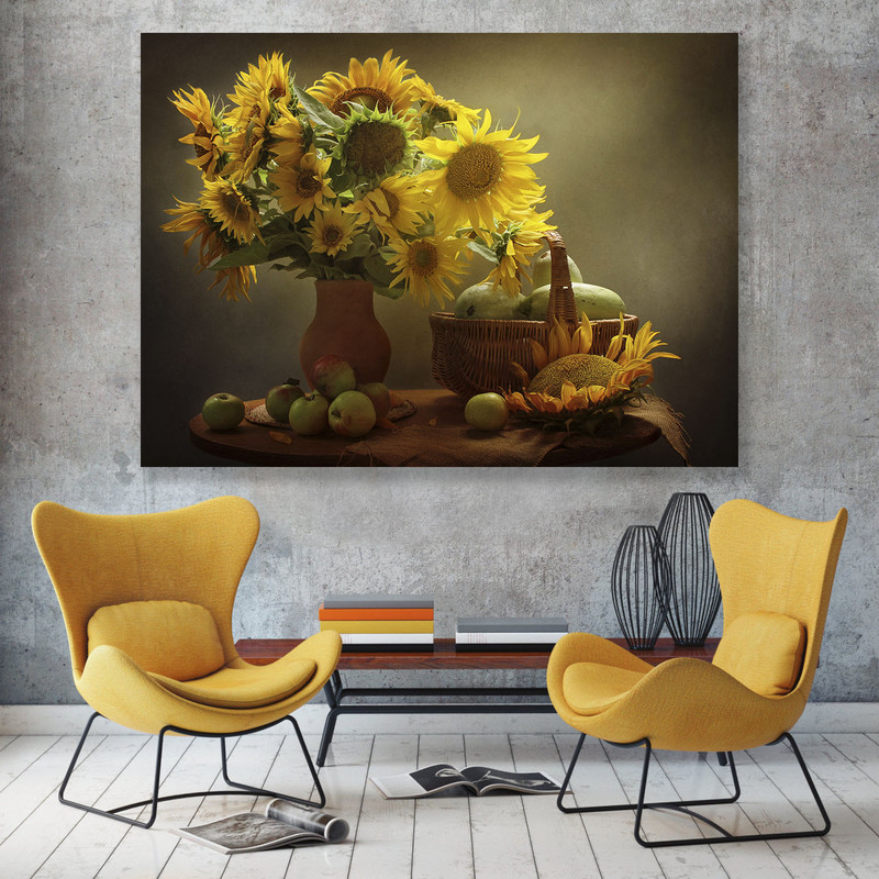 تابلو شاسی طرح گل های افتابگردان کد 245 | دنیای قاب