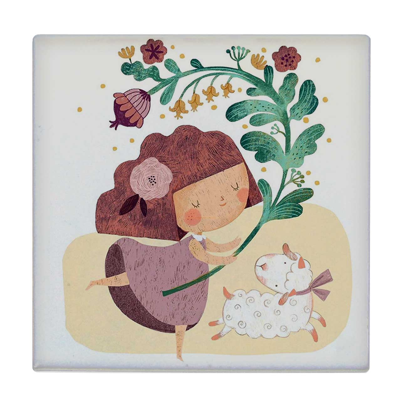  کاشی کارنیلا طرح دختر و شاخه گل کد wkk372