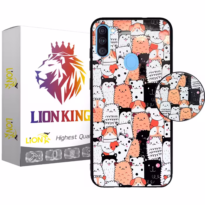 کاور لاین کینگ مدل Dog j2 مناسب برای گوشی موبایل سامسونگ Galaxy A11 به همراه پایه نگهدارنده