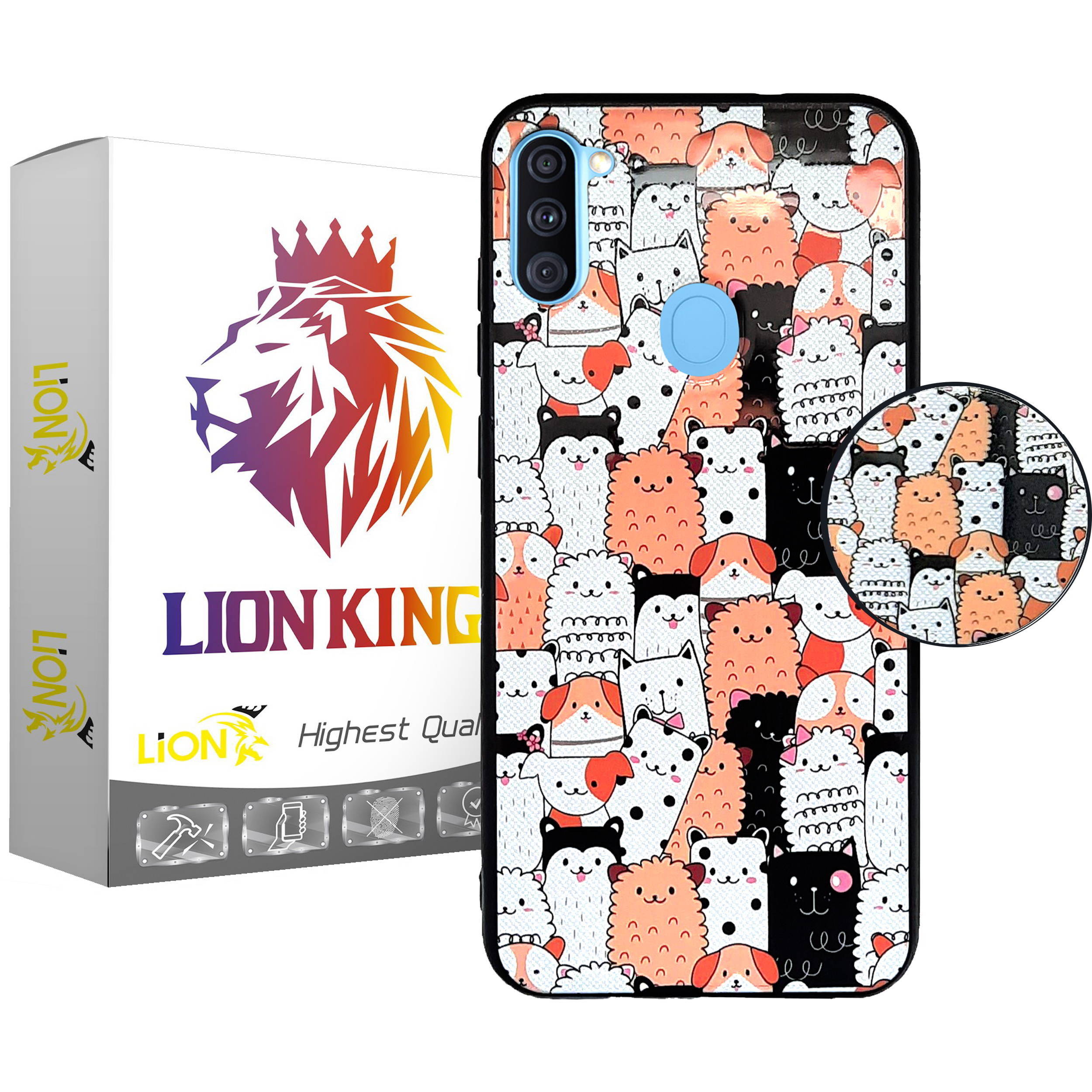کاور لاین کینگ مدل Dog j2 مناسب برای گوشی موبایل سامسونگ Galaxy A11 به همراه پایه نگهدارنده