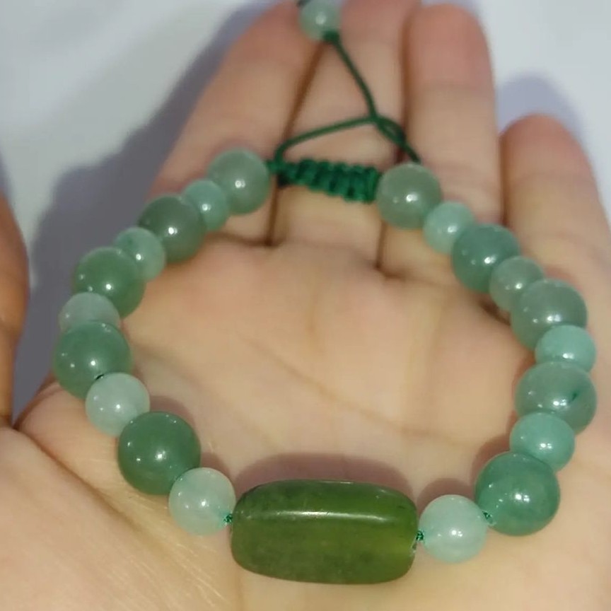 دستبند سنگی اونتورین و یشم طبیعی و اصل