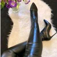 بوت جورابی چرمی بالا زانو