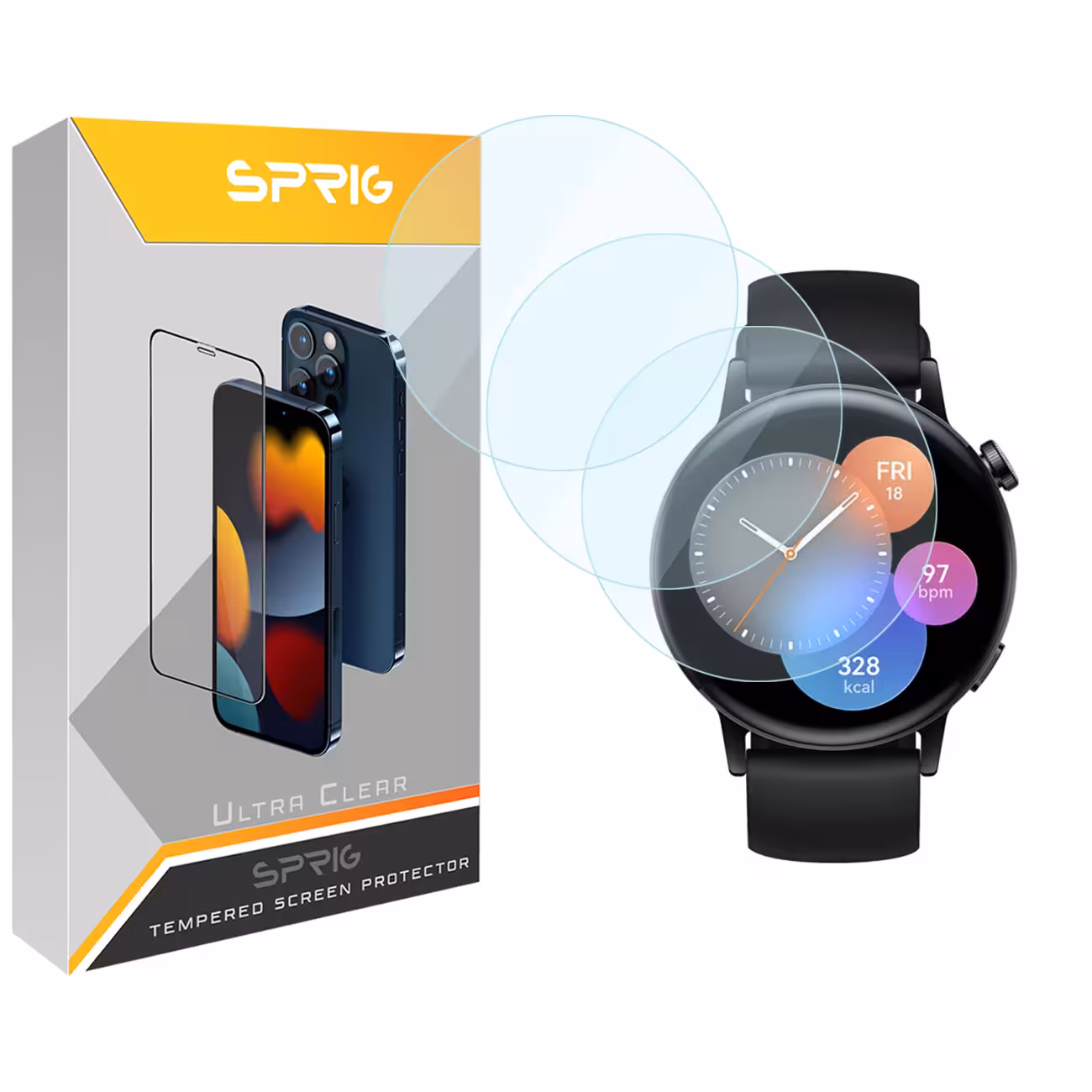 محافظ صفحه نمایش شیشه ای اسپریگ مدل SPG مناسب برای ساعت هوشمند هوآوی GT3 42mm بسته سه عددی