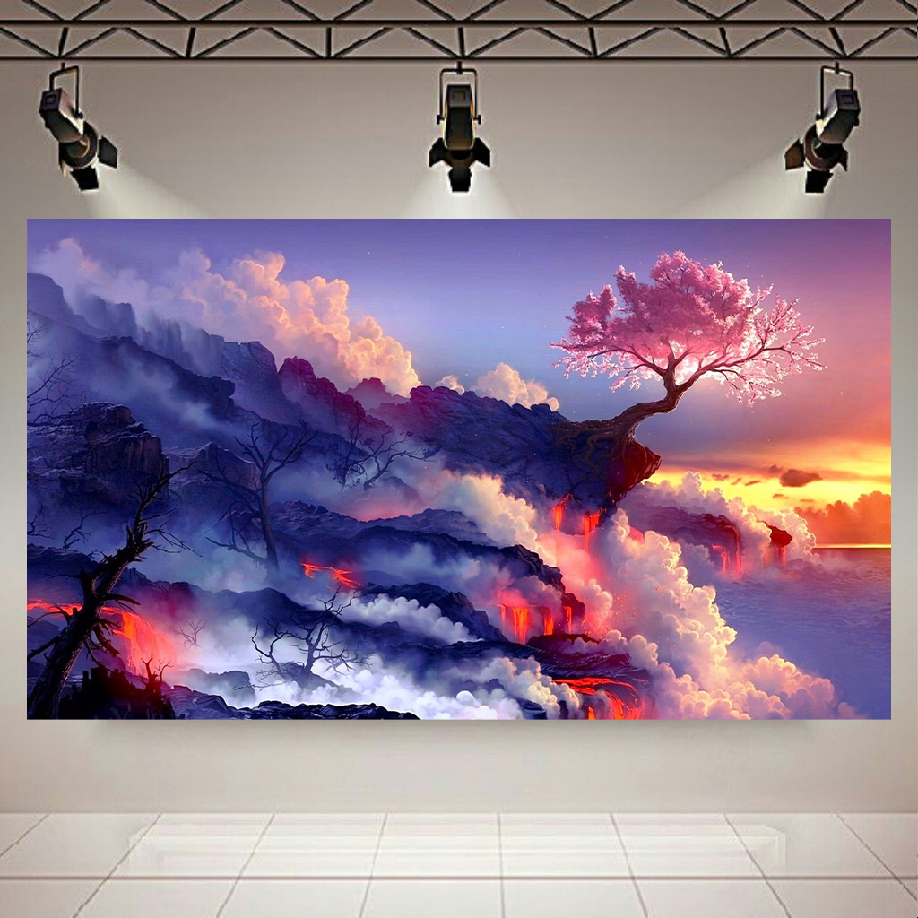 تابلو بوم طرح طبیعت مدل نمای آبشار کد AR6980