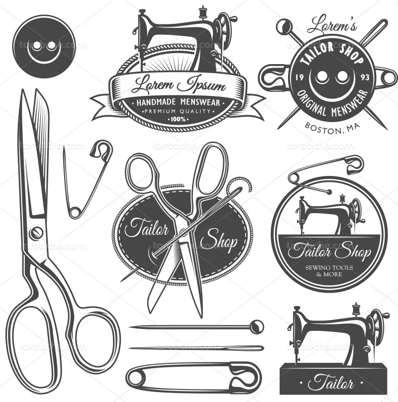 وکتور لوازم خیاطی مشکی | گرافیک با طعم تربچه