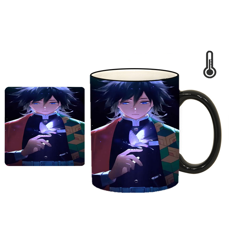 ماگ حرارتی طرح انیمه شیطان کش کد h40 به همراه زیرلیوانی