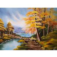 تابلو نقاشی رنگ روغن طرح پاییز