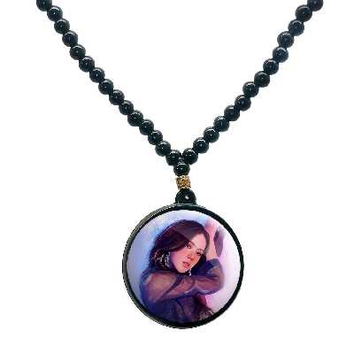 گردنبند پرمانه طرح بلک پینک کد pmd.6969 مدل دو طرفه