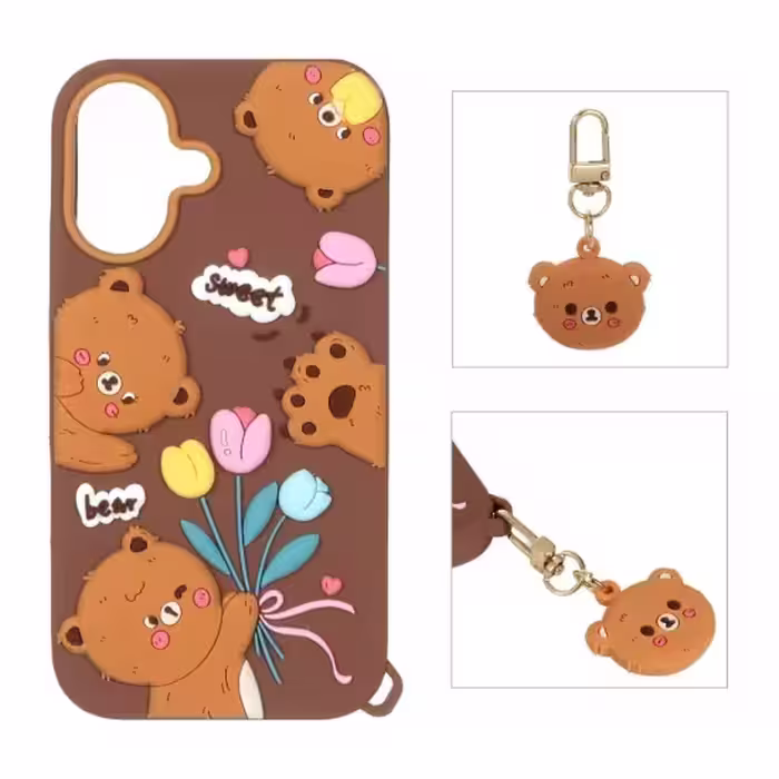 قاب گوشی موبایل سیلیکونی مدل Sweet Bear آویزدار