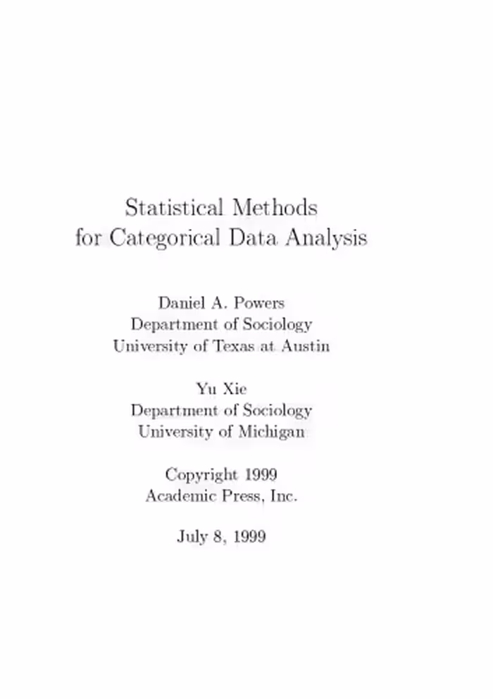 خرید و دانلود نسخه کامل کتاب Statistical Methods for Categorical Data Analysis