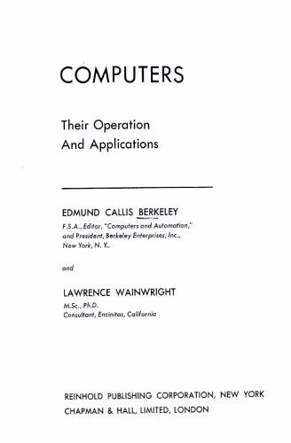 خرید و دانلود نسخه کامل کتاب Computers: their operation and applications