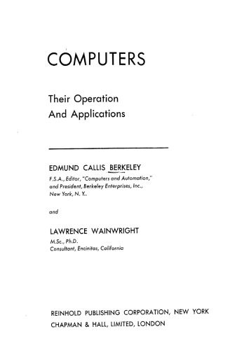 خرید و دانلود نسخه کامل کتاب Computers: their operation and applications