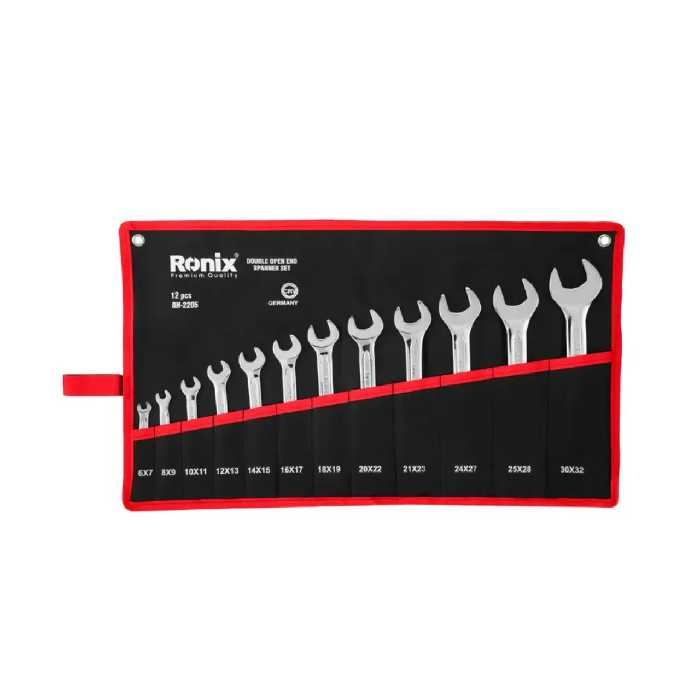مجموعه آچار سری 12 عددی دو سر تخت کیف دار رونیکس مدل RH-2205