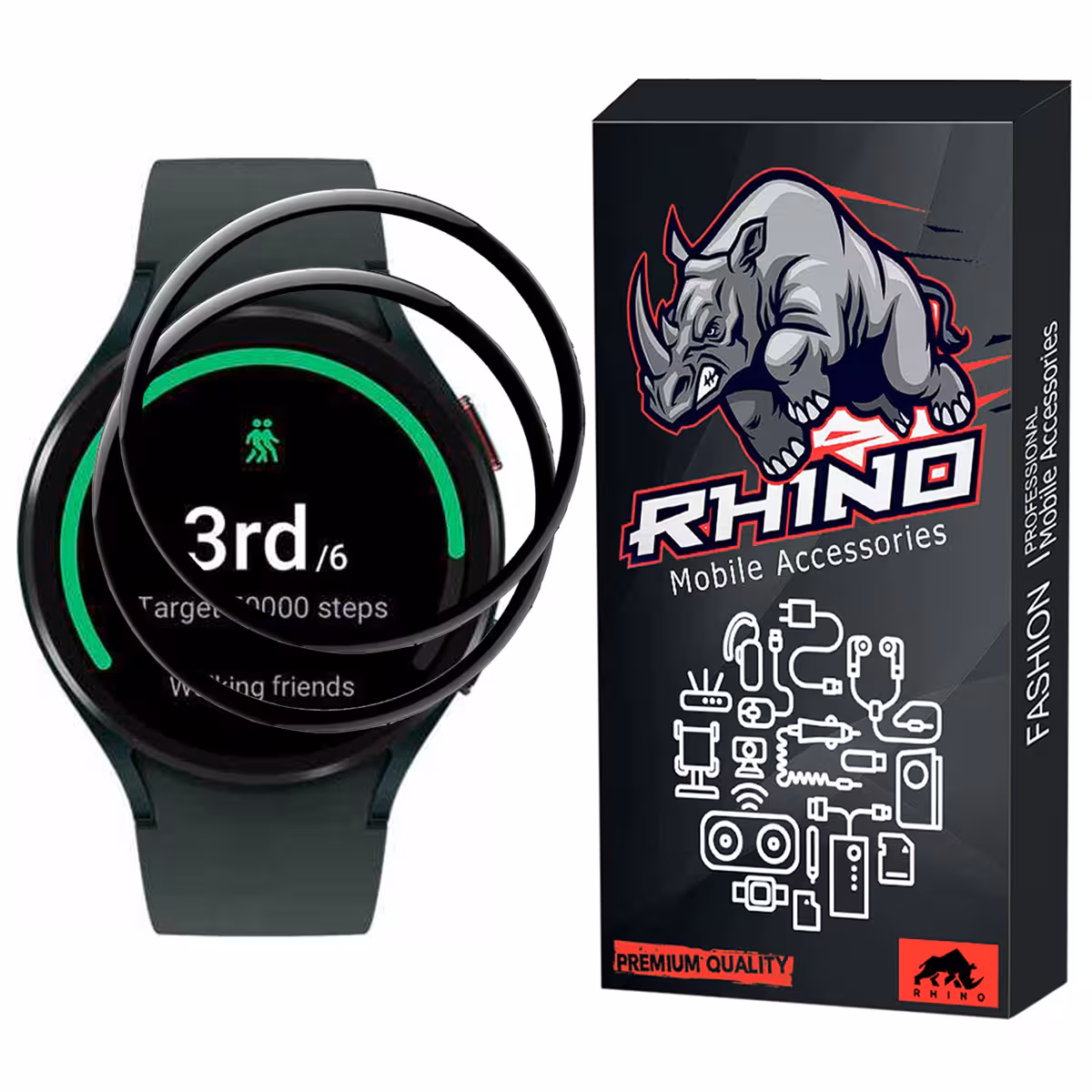 محافظ صفحه نمایش راینو مدل R-PMMA مناسب برای مچ بند هوشمند سامسونگ GALAXY Watch 4 44mm بسته 2 عددی