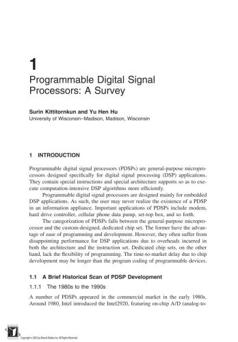 خرید و دانلود نسخه کامل کتاب Programmable Digital Signal Processors Architecture Programming, and Applications
