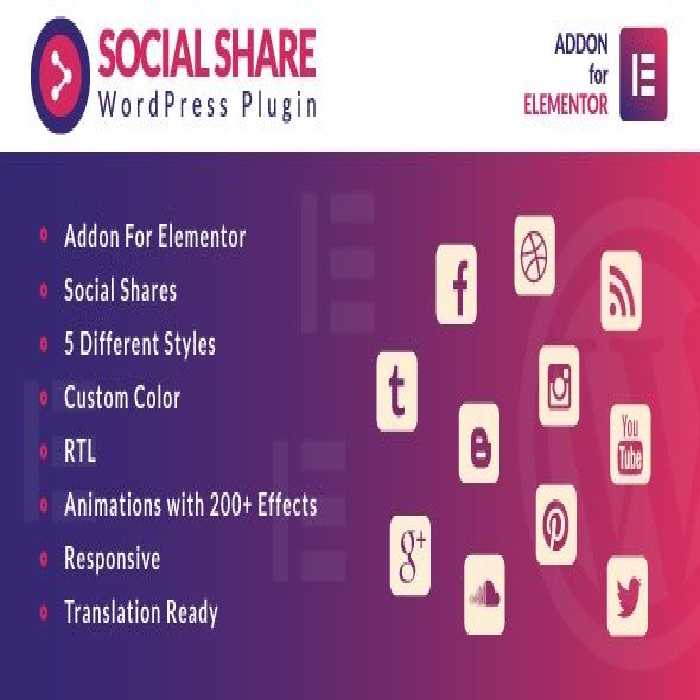 دانلود افزونه Social Share برای المنتور