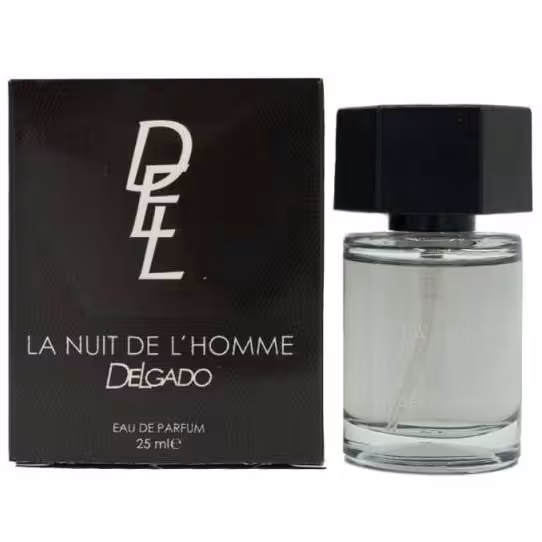 دلگادو ادکلن مینی مردانه 25 میل طرح اصل مدل LA NUIT DE L HOMME لا نویت لهوم