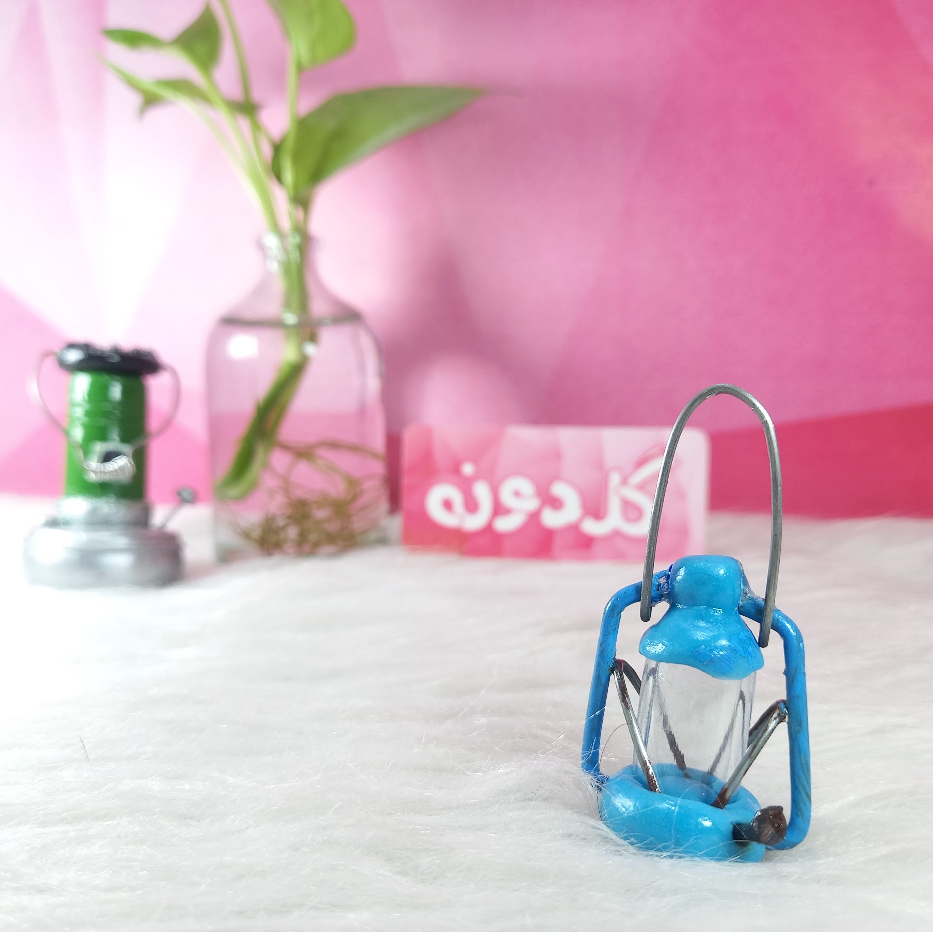 ماکت فانوس نفتی قدیمی-چراغ فانوس-فانوس نوستالژی-چراغ فانوس مینیاتوری-ماکت گلدونه