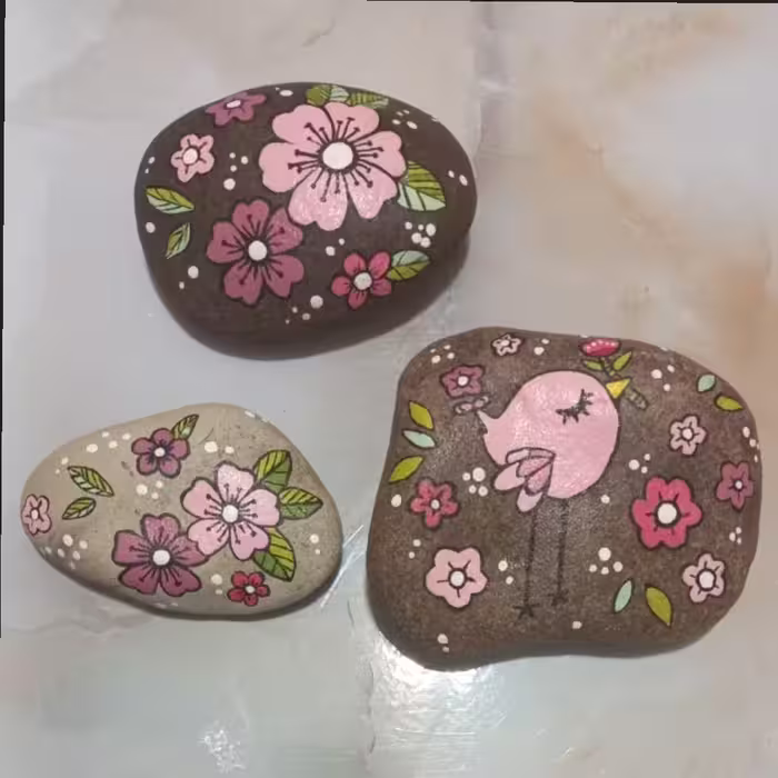 مجموعه زیبا و محبوب نقاشی سنگی طرح گنجشکانه .. ضدآب و قابل شستشو و ضدخش با کیفیت ثابت