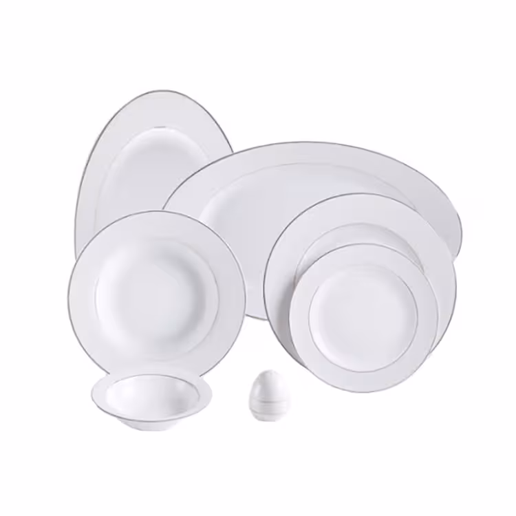 سرویس غذاخوری 28 پارچه چینی زرین ایران سری ایتالیا اف مدل سپید صدف درجه یک