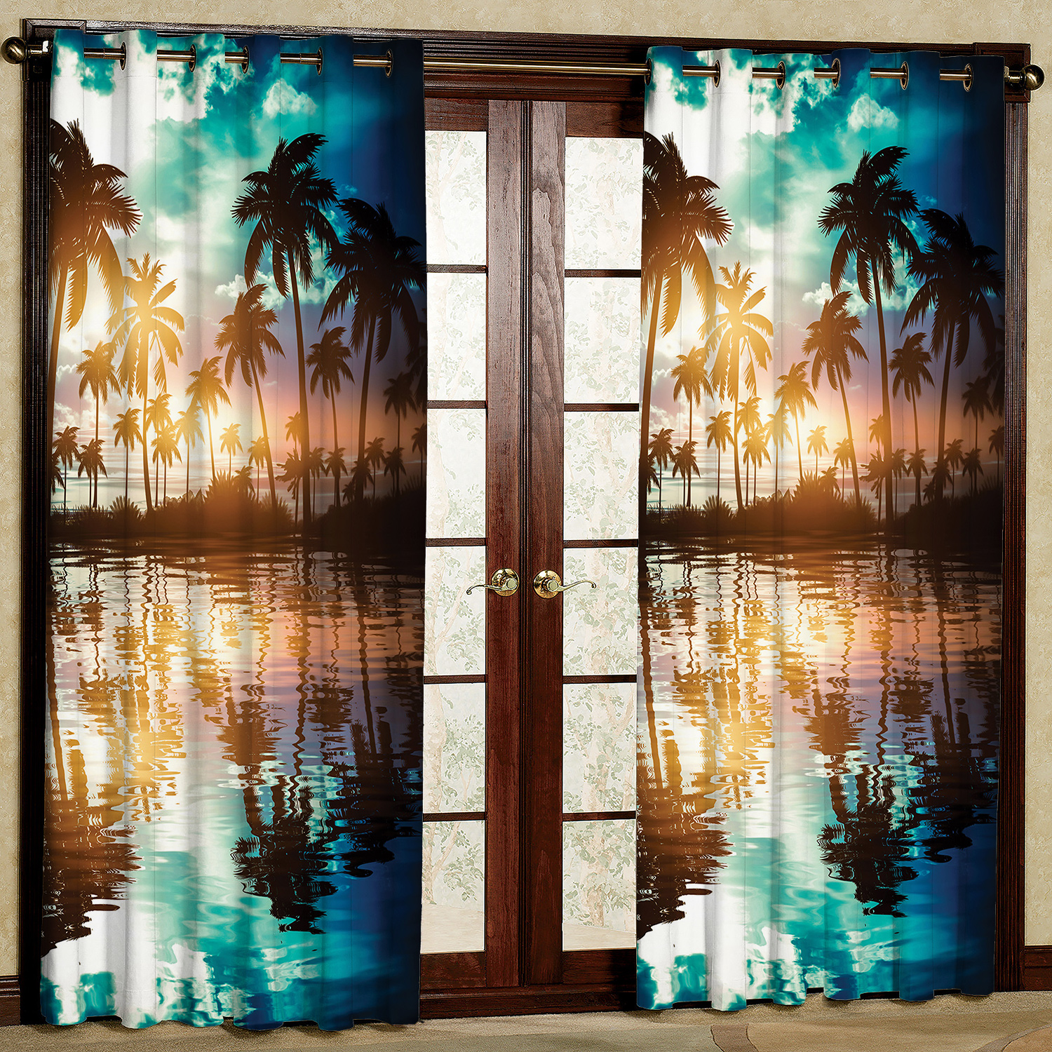 پرده مدل درخت نخل مخمل پانچی کد 2342 سایز 200x140 سانتی متر