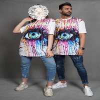 خرید تیشرت ست سفید طرح چشم در فروشگاه اینترنتی لباس رگال من