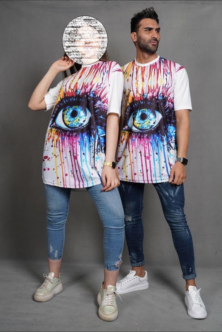 خرید تیشرت ست سفید طرح چشم در فروشگاه اینترنتی لباس رگال من