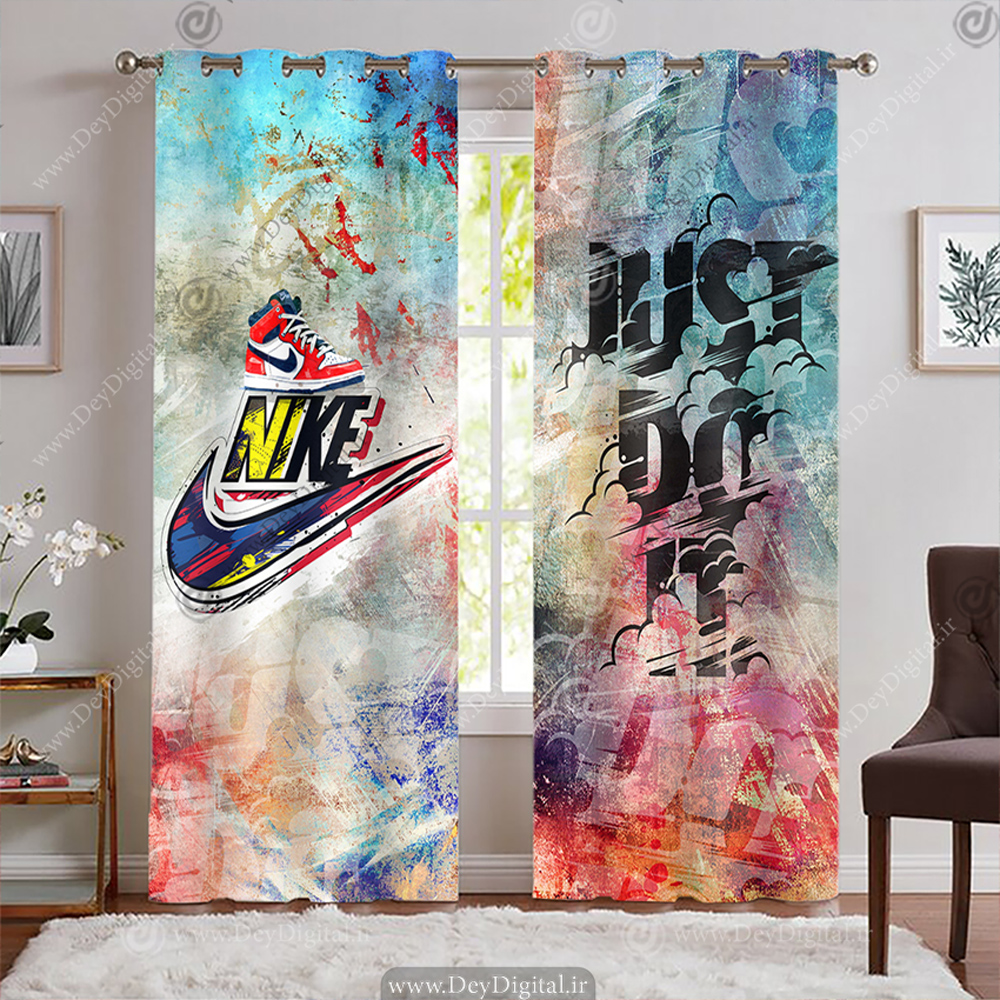 پرده پانچی آماده طرح جردن نایک با زمینه رنگی شیک WA-2256