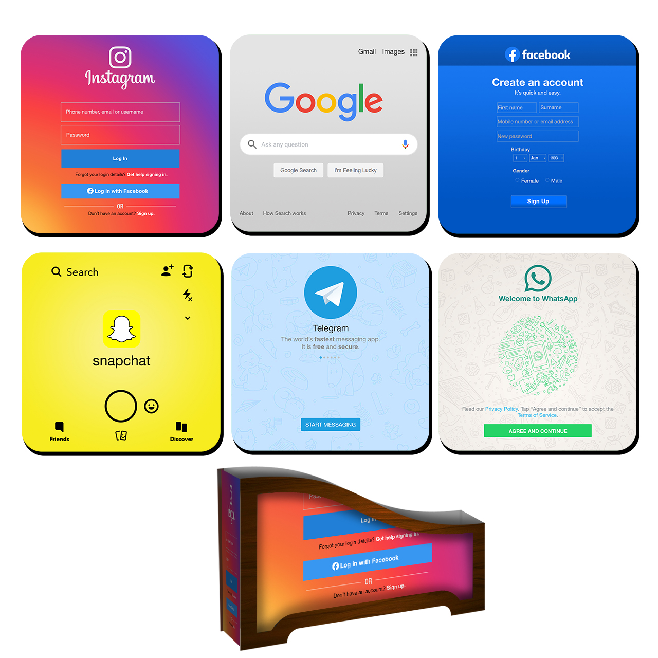 زیر لیوانی لوکسینو مدل شبکه های اجتماعی کد B_2019 بسته 6 عددی