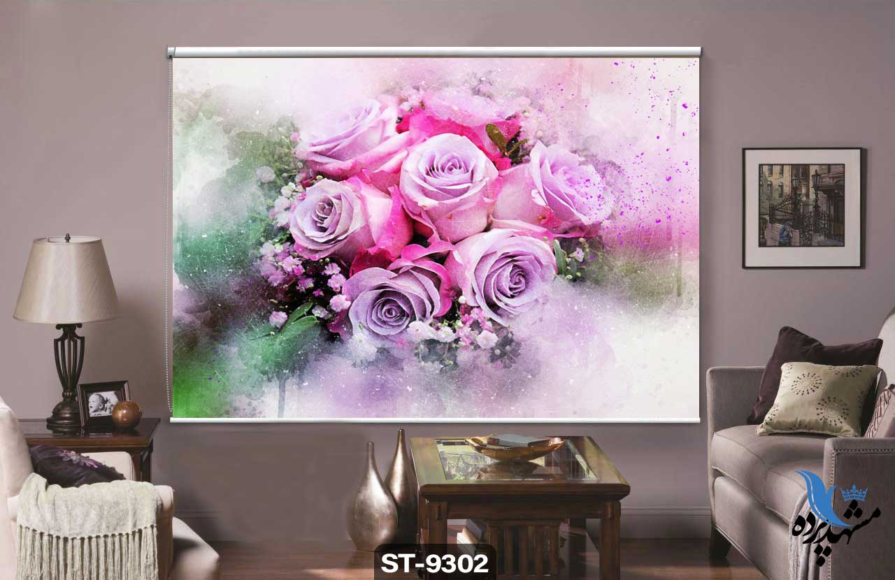 پرده شیدرول تصویری طرح فانتزی گل رز کد ST9302