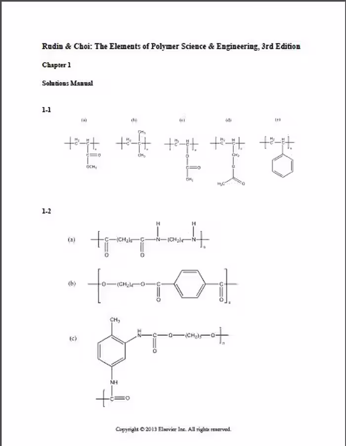 خرید و دانلود نسخه کامل کتاب Solution Manual The Elements of Polymer Science and Engineering 3rd Edition