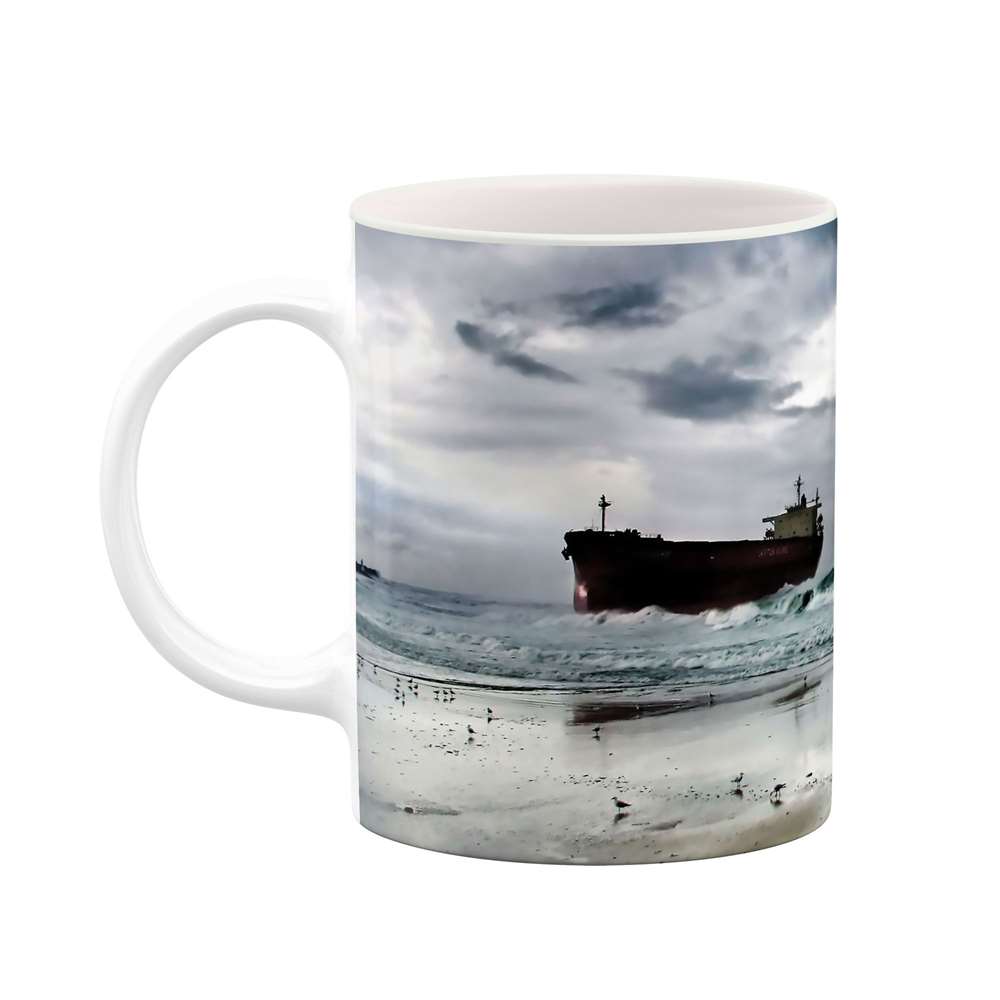 ماگ طرح کشتی به گل نشسته مدل mgs06172