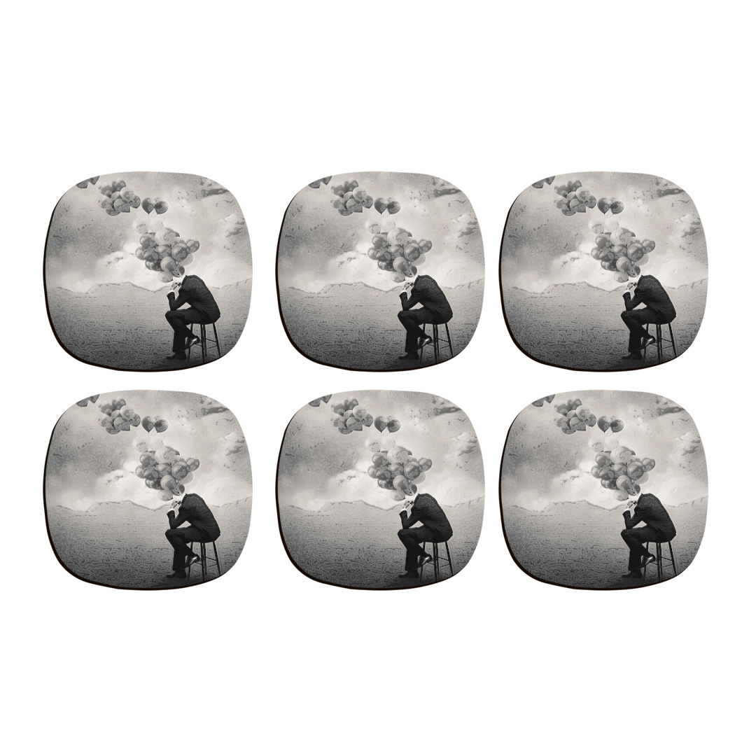 زیر لیوانی ترمه طراحان ایده مدل مرد بادکنکی کد cfp093 بسته شش عددی