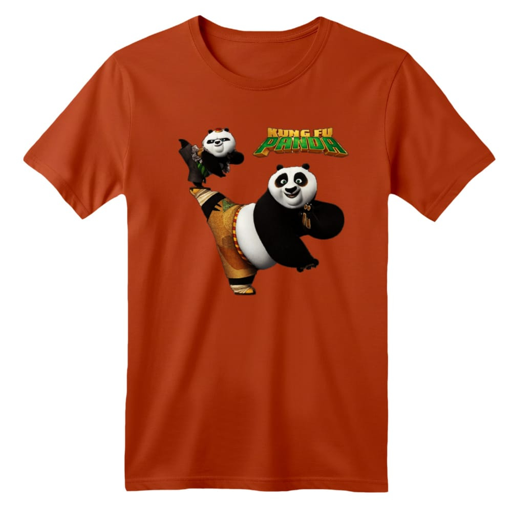 تی شرت آستین کوتاه بچگانه مدل پاندا کنگفوکار کد 1 رنگ آجری