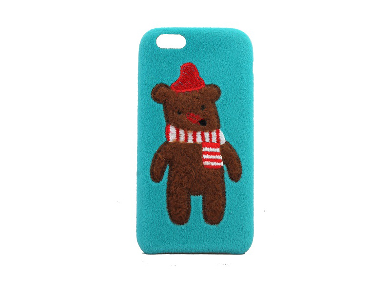 کاور زمستانی طرح خرس قهوه ای گلدوزی شده مناسب برای گوشی موبایل آیفون 6/6S