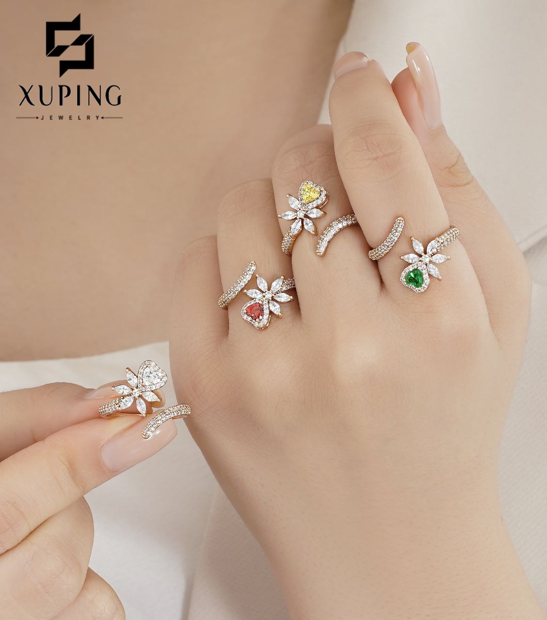 انگشتر ژوپینگ اصل با روکش طلا کد XPR829