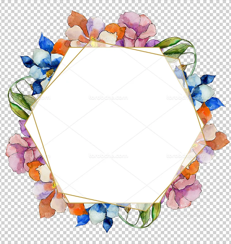 عکس PNG کادر گل و برگ طرح آبرنگ | گرافیک با طعم تربچه