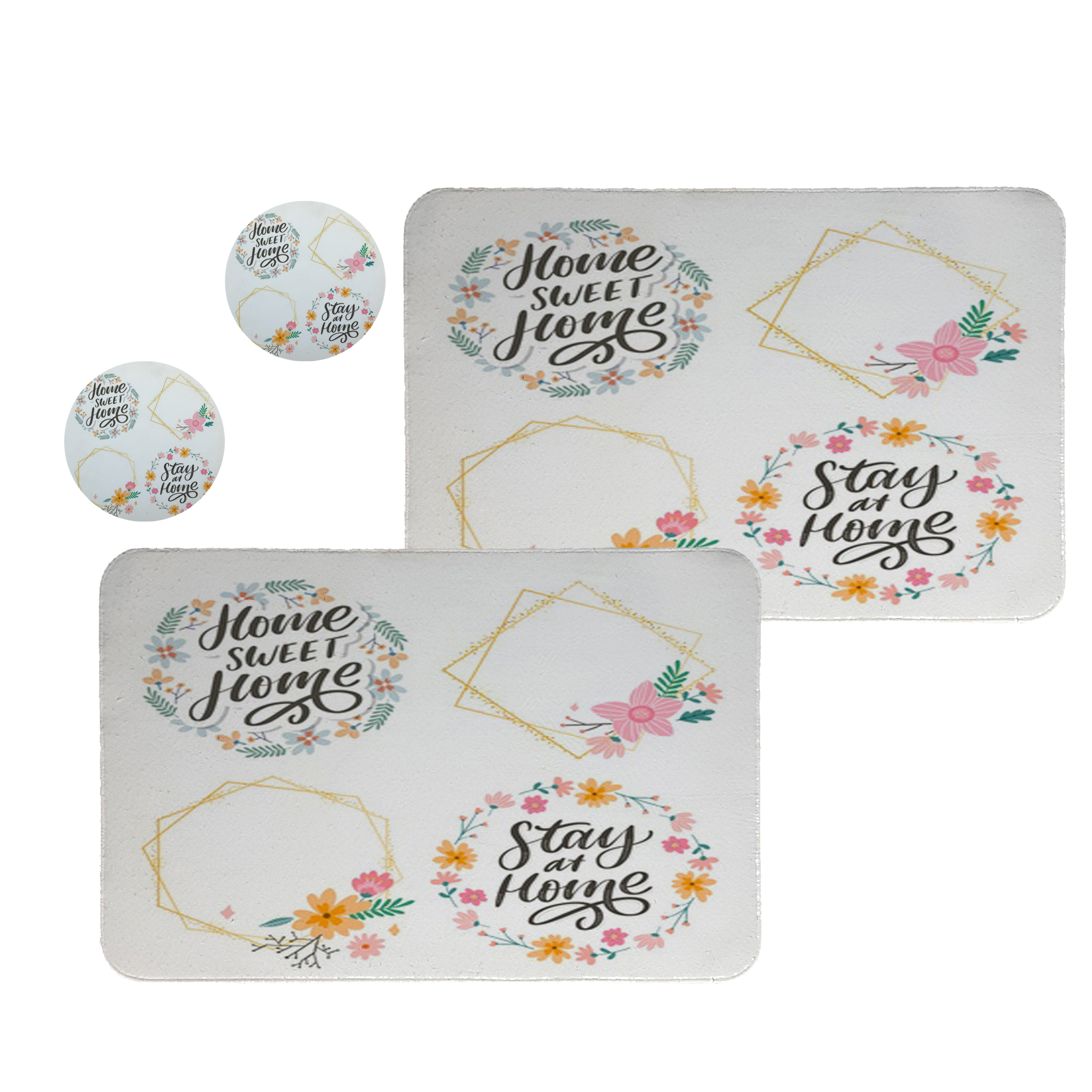 زیربشقابی طرح گل کد 8235 مجموعه 2 عددی به همراه زیرلیوانی