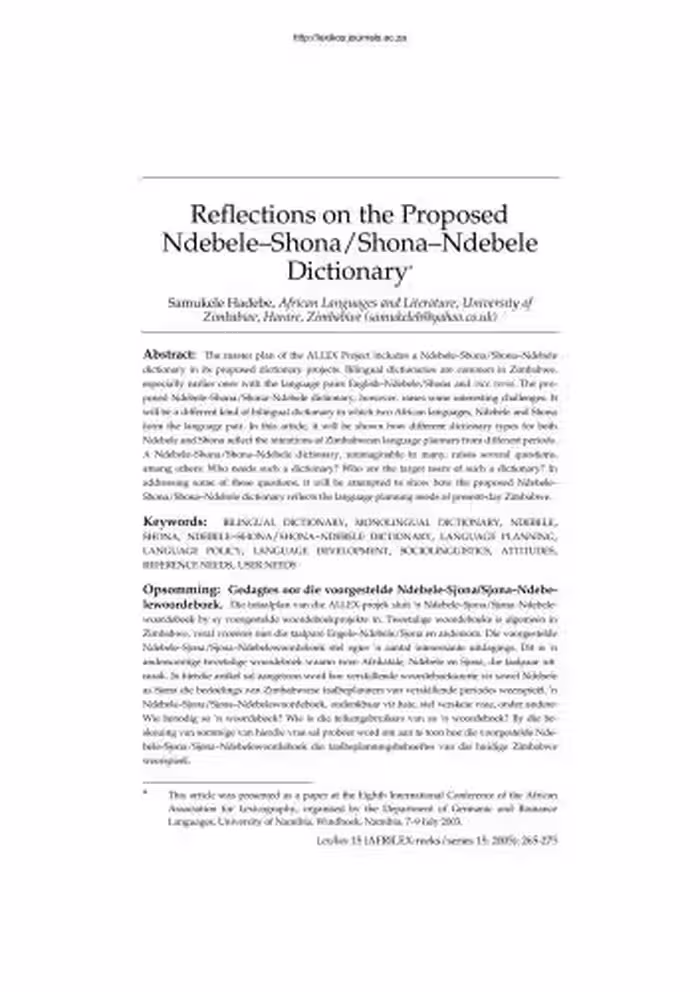 خرید و دانلود نسخه کامل کتاب Reflections on the Proposed Ndebele-Shona / Shona-Ndebele Dictionary