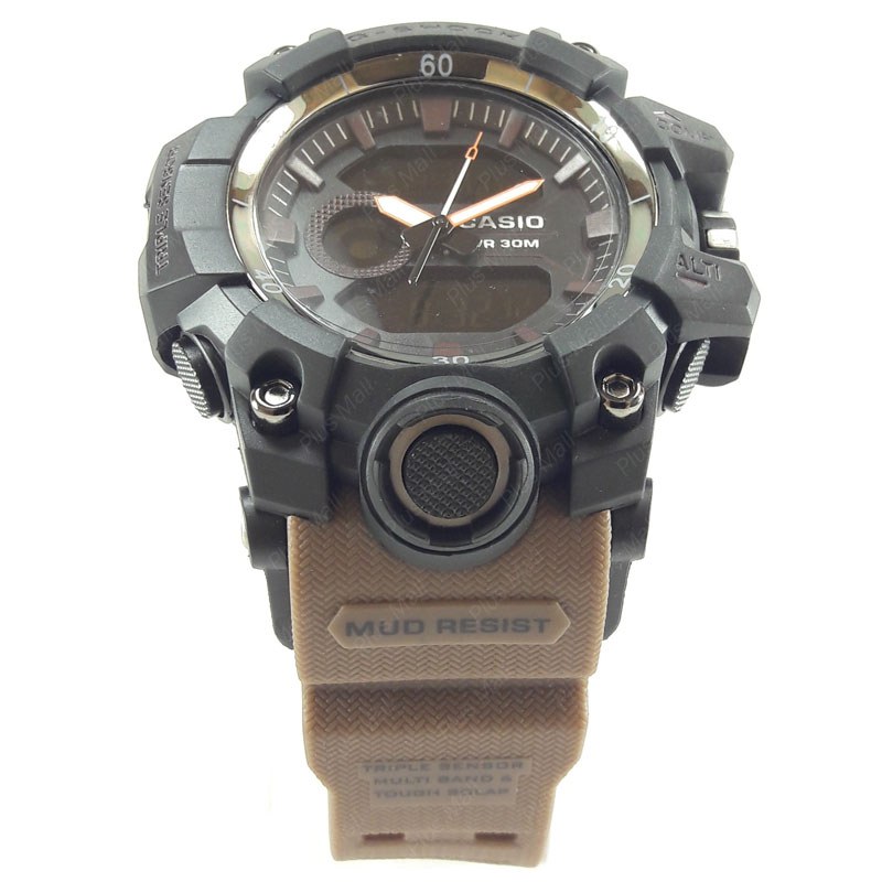 ساعت کاسیو جی شاک ارتشی قهوه ای مشکی دو زمانه  کد G Shock Brown 006