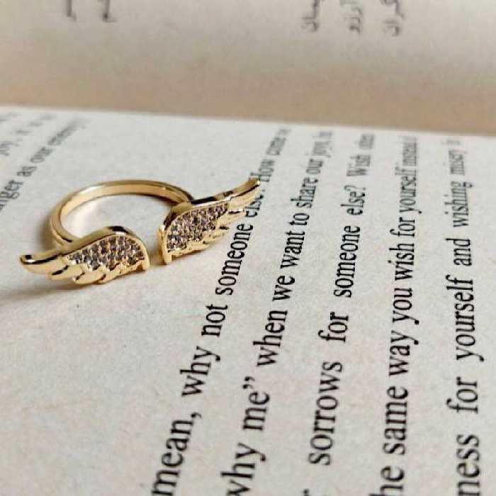 انگشتر فری سایز مدل بال فرشته نگین کاری شده