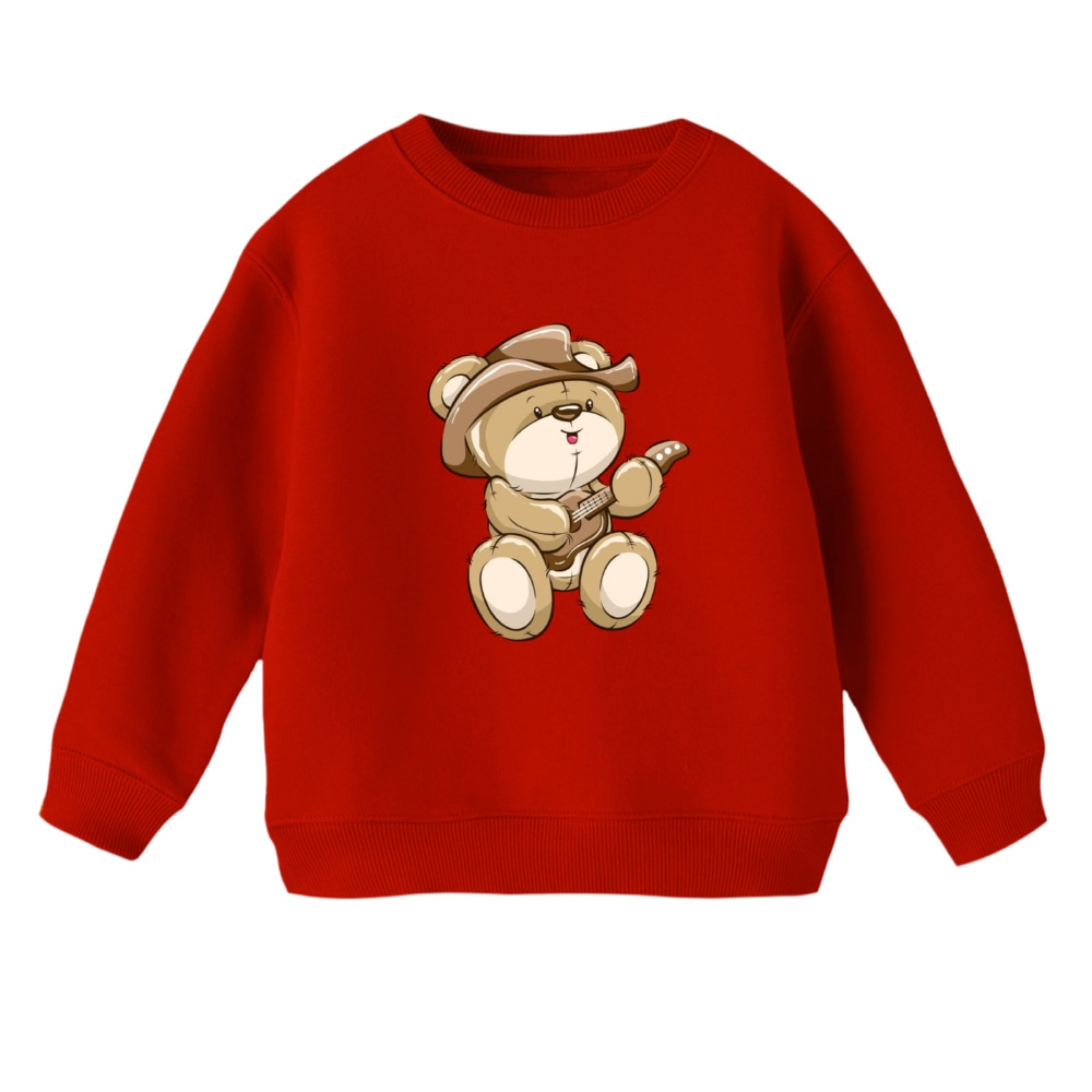 سویشرت بچگانه مدل تدی و گیتار رنگ قرمز