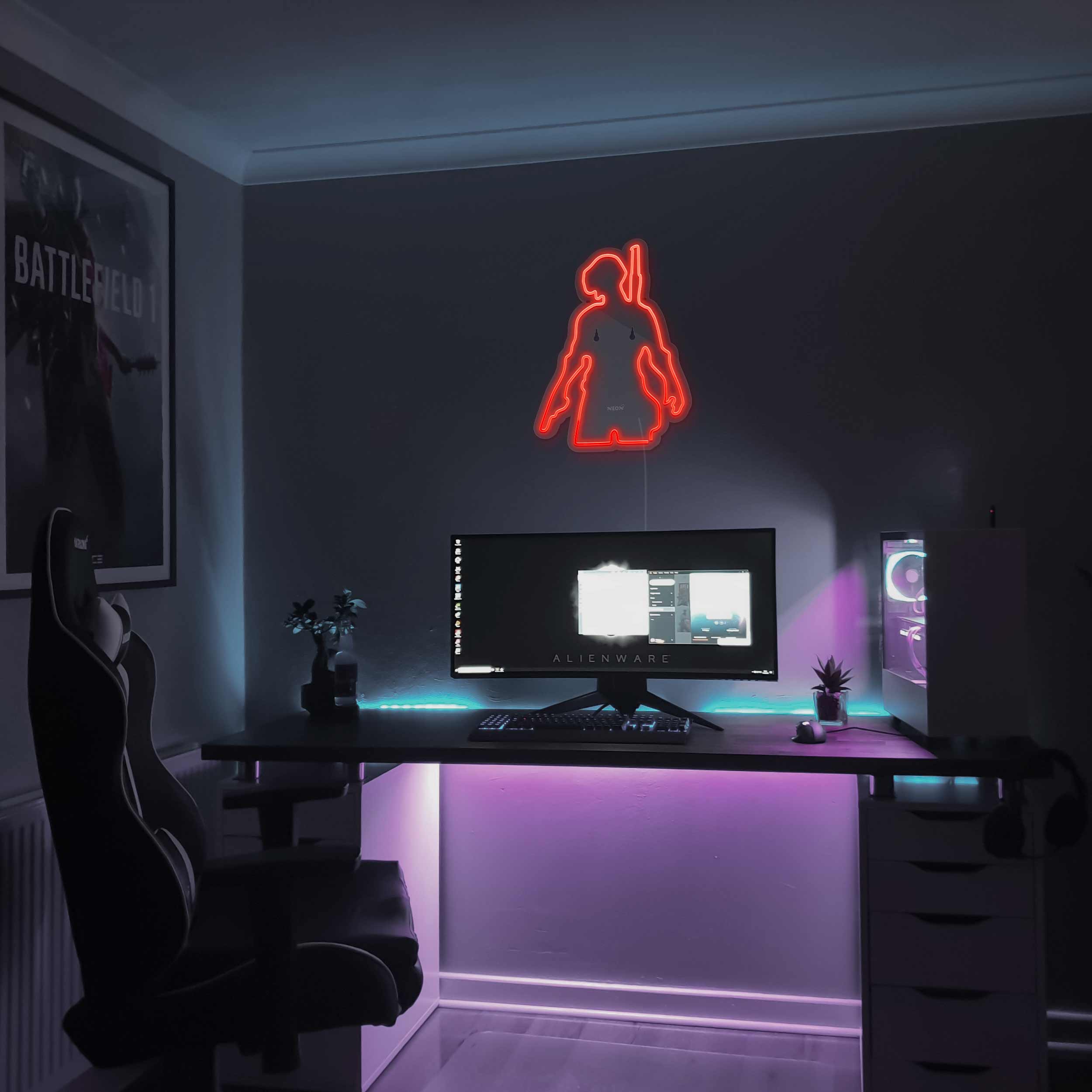 چراغ دیواری نئون دیزاین طرح Pubg_RD