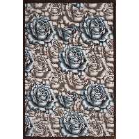 فرش ماشینی زمرد مشهد طرح 7010 زمینه آبی قهوه ای